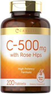 Carlyle Vitamin C 500mg bottle with Rose Hips for daily immune support