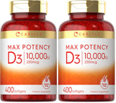 Carlyle Vitamin D 10000 IU softgels bottle front view for daily wellness support.