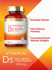 Pouring Carlyle Vitamin D3 softgels from bottle for easy use