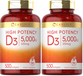 Carlyle Vitamin D3 5000 IU softgels bottle for daily wellness.