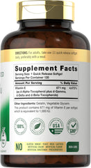 Carlyle Vitamin E 1000 IU softgels pour shows easy daily intake.