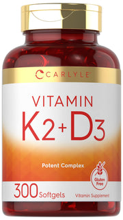 Carlyle Vitamin K2 D3 bottle front with softgels for daily use
