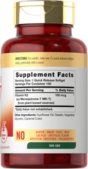 Carlyle Vitamin K2 MK7 softgels close-up highlighting quick-release capsules for easy daily dosing