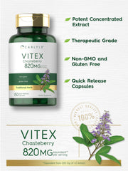 Carlyle Vitex packaging flatlay with clean branding and purity cues.