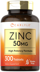 Carlyle Zinc 50mg tablets bottle for daily wellness and vegetarian formula