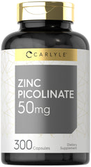 Carlyle Zinc Picolinate 50mg bottle pour with easy-to-dose capsules for daily support