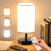 Caromolly light therapy lamp front view showing sleek black base and white shade for home use.