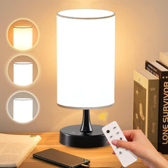 Caromolly light therapy lamp front view showing sleek black base and white shade for home use.