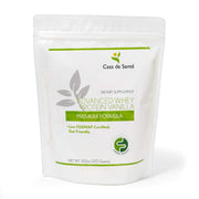Casa de Sante elemental vanilla whey tub showing clean ingredients for gut-friendly protein