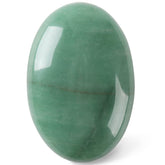 Casmon green aventurine oval palm stone held for calm focus and daily carry