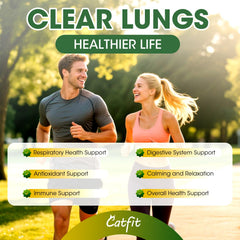 Catfit 7-in-1 herbal blend highlights comprehensive respiratory support.