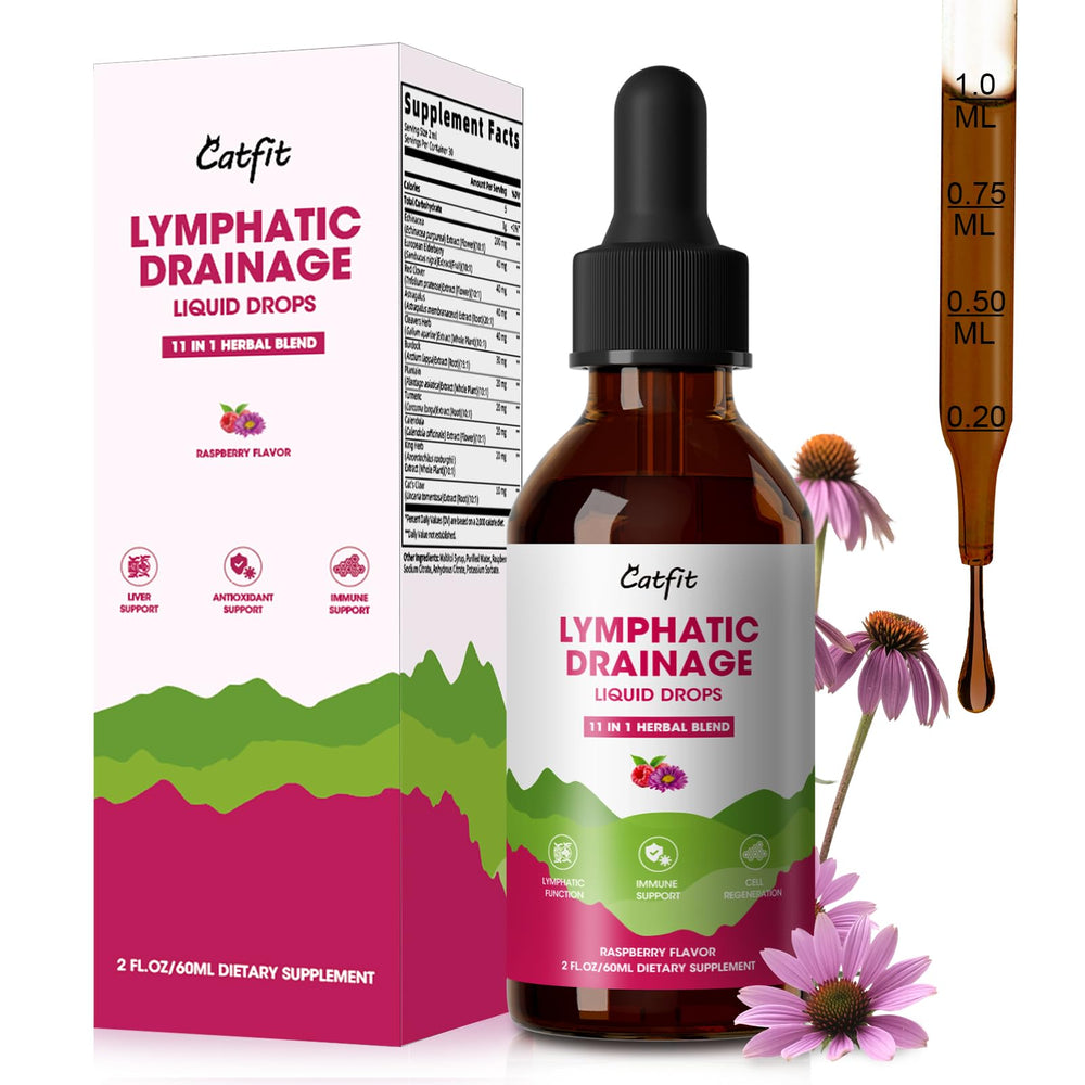 Catfit Lymphatic Drainage Drops bottle front view highlighting immune support