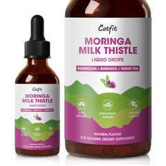 Catfit Milk Thistle Liver Detox Drops bottle being poured for easy daily use