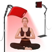 CCGIRU red light therapy lamp on adjustable stand for versatile placement.