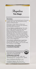 Celebration Herbals Angelica Root Organic 24-Bag steeping in a cup suggests herbal tea.