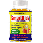 Celebrity LifeStyle Product SmartKids bottle with gummies supports daily focus.