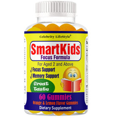 Celebrity LifeStyle Product SmartKids bottle with gummies supports daily focus.
