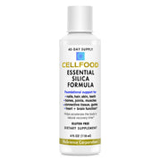 Cellfood Essential Silica bottle close-up highlighting the liquid formula for easy use