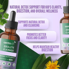 Centovita Zeolite Cleanse Drops for Kids dropper ready for easy dosing.
