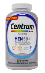 Centrum Men 50+ multivitamin bottle front view supports daily nutrition for men 50 and older.