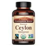 Ceylon Cinnamon Shop organic cinnamon bottle shows certified authenticity for daily cooking.
