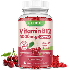 CFILIHTC Vitamin B12 Gummies bottle front showing high potency for daily energy.