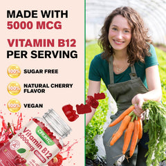 CFILIHTC Vitamin B12 Gummies cherry flavor glow highlighting tasty daily nutrition.