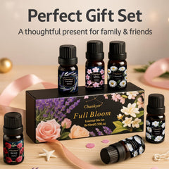 Chanhyer Chamomile essential oil bottle promotes relaxing spaces.