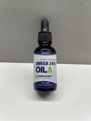 CHANUBITO Omega Oil Drops label close-up with organic quality cues.