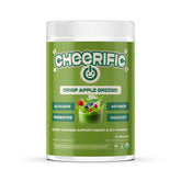 Cheerific Green Apple Bliss powder in a tub for daily nutrition