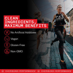 Cheribundi Proteína Zumo Cereza Tart, atleta en entrenamiento aprovecha sabor y conveniencia.