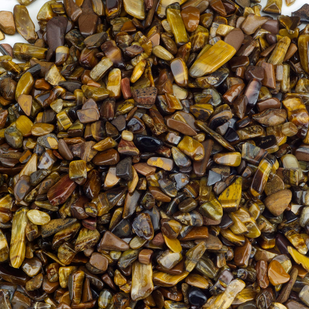 Cherry Tree Collection tiger's eye chips show natural color and chatoyancy for jewelry making.