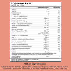 CHEWSY Kids Multivitamin close-up reveals probiotic and superfood blend for digestion support