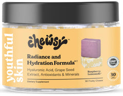 Chewsy Youthful Skin raspberry-lemonade chews for radiant hydration and taste appeal