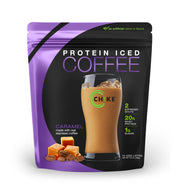 CHIKE Caramel High Protein Coffee bottle on table for quick energy boost