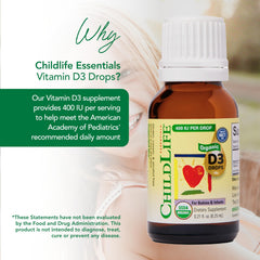 CHILDLIFE ESSENTIALS dosing dropper shows easy administration for young children.