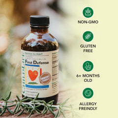 CHILDLIFE ESSENTIALS First Defense elderberry ingredients emphasize antioxidants for immune support