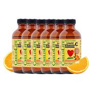 ChildLife Essentials Liquid Vitamin C bottle close-up showing natural orange flavor supports immune health for kids.