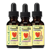 CHILDLIFE ESSENTIALS Vitamin D3 Drops for kids bottle showing the 500 IU serving.
