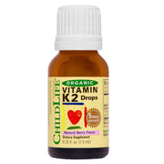 ChildLife Essentials Vitamin K2 drops bottle in berry flavor for kid-friendly nutrition
