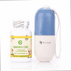 Chi's Enterprise Kidney Chi bottle displaying 350mg capsules for daily kidney support.