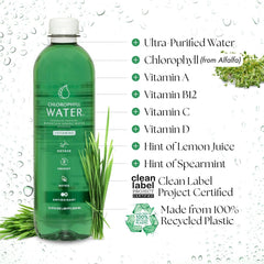 Chlorophyll Water 12-pack box emphasizes value and on-the-go hydration.