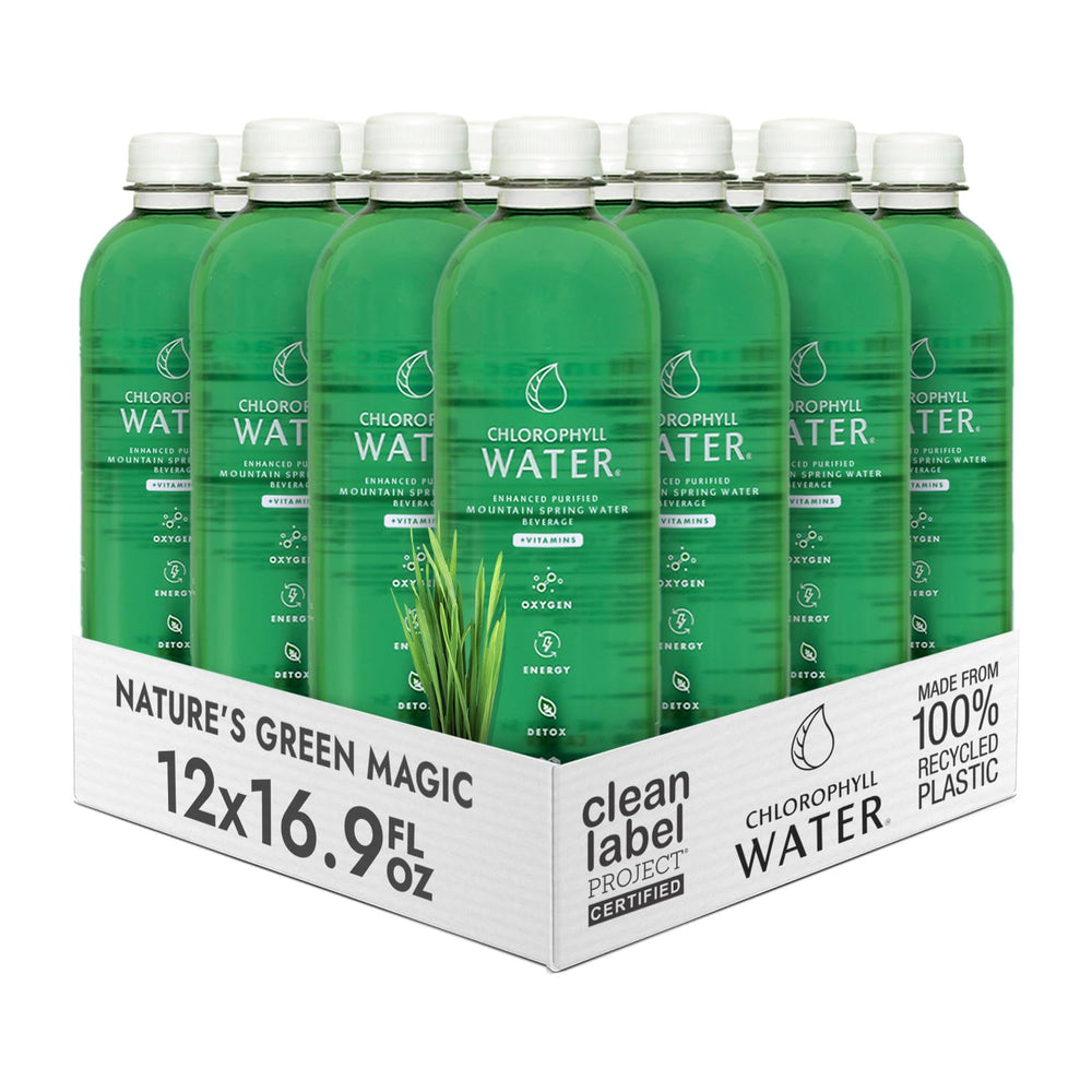 Chlorophyll Water bottle pour shows convenient dosing for a refreshing energy boost.