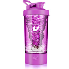 Cholas electric shaker bottle with USB-C charging port for easy power on the go.