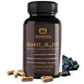 CHOQ Shilajit bottle showcases daily wellness support and premium Himalayan sourcing.