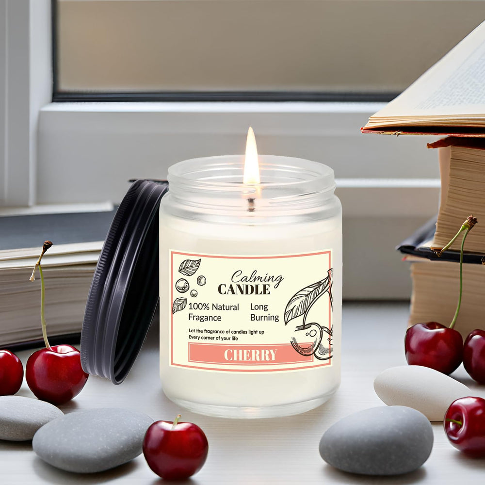 ChoqakQAr scented candle cherry 7oz jar with long-lasting aroma for cozy spaces