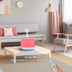 CHOUWEEK diffuser remote-control use shows easy operation from couch or mat.