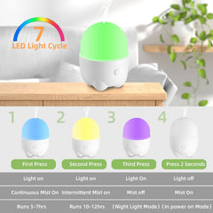 CHOUWEEK diffuser showing two spray modes for continuous or intermittent mist.