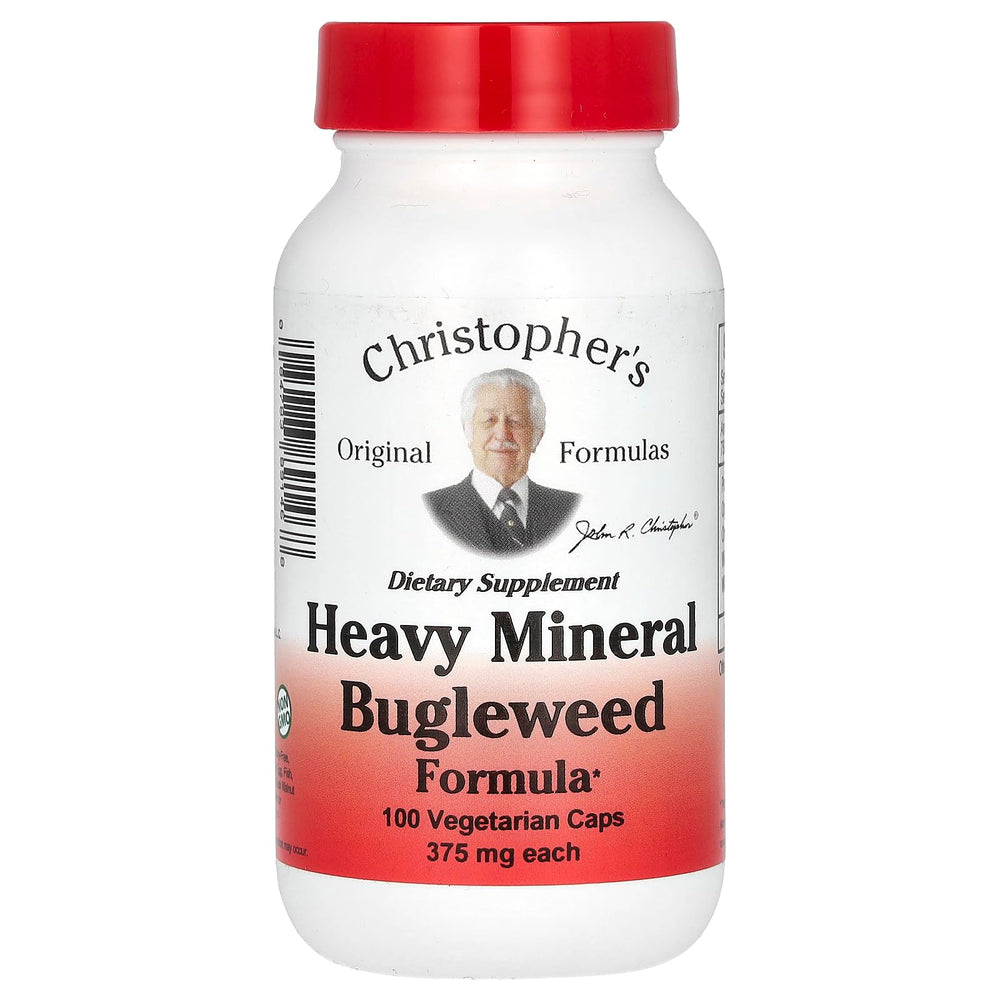 Christopher's Heavy Mineral Bugleweed bottle highlighting vegan mineral support.