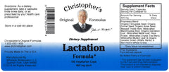 Christopher's Lactation Formula packaging box displaying 100-count bottle for daily use